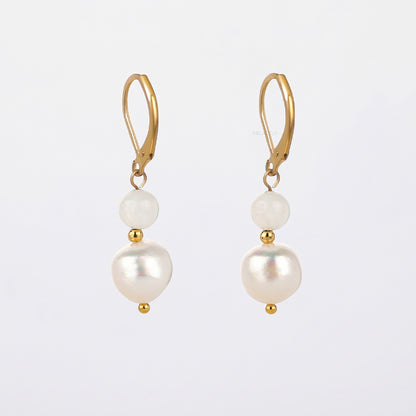 Moonstone baroque pearl drop earrings