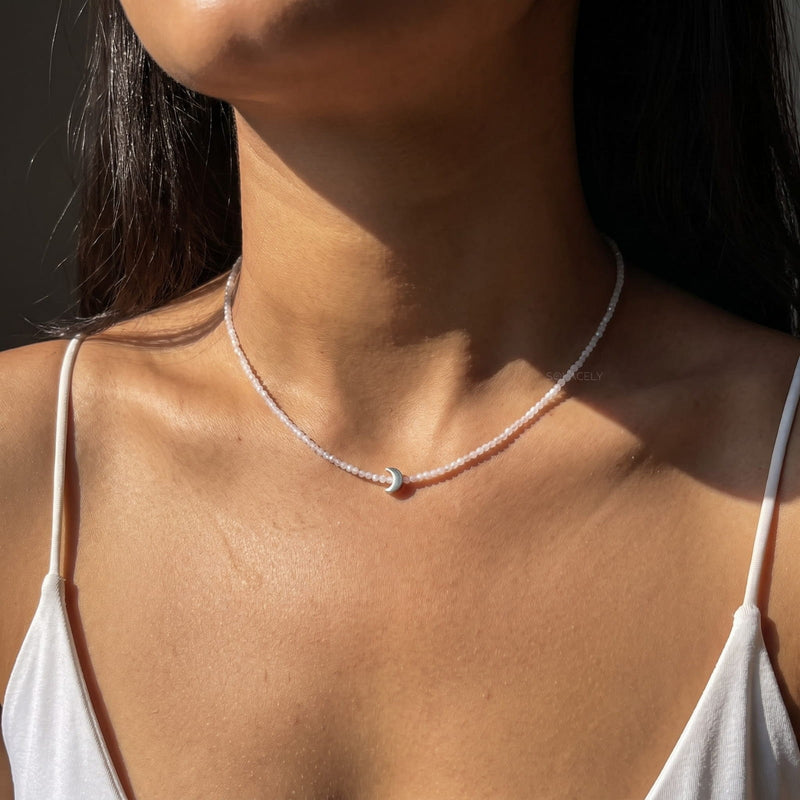 Moonstone beaded necklace