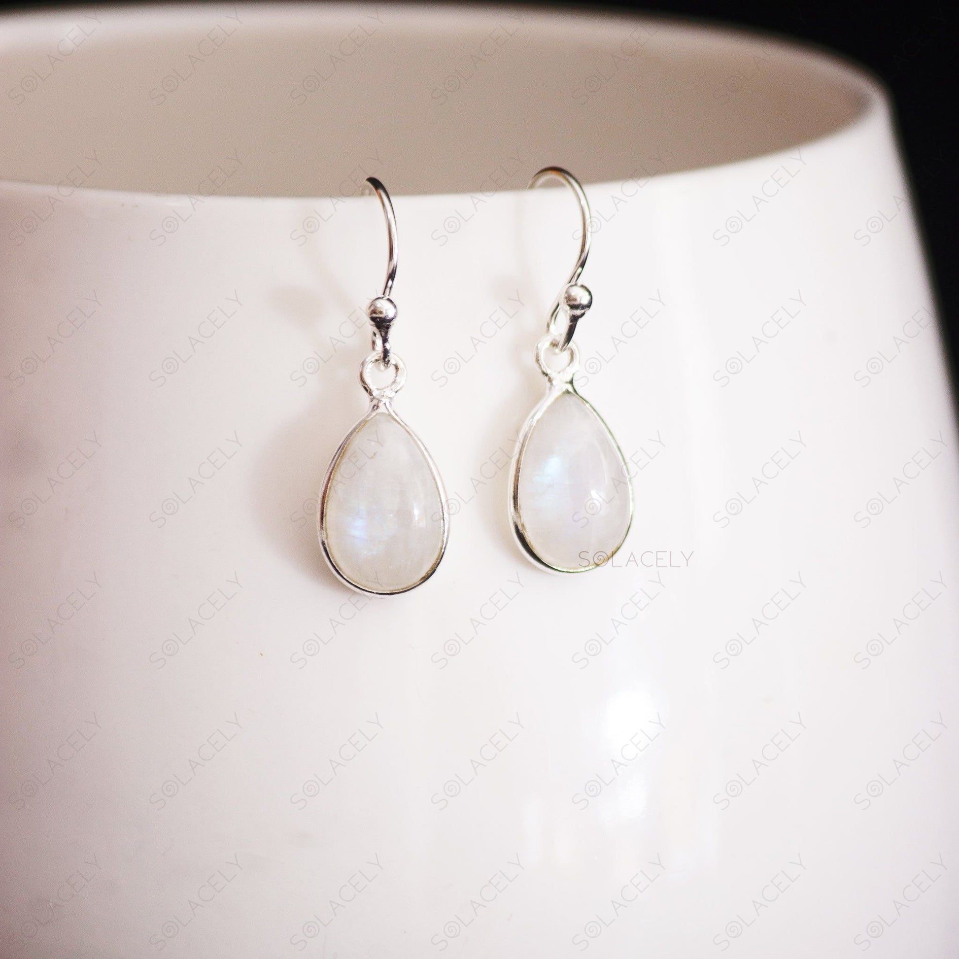 moonstone sterling silver drop earrings