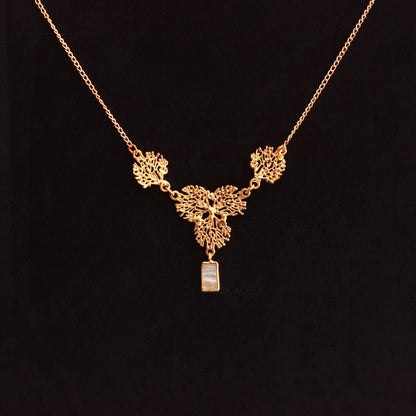 mother of pearl necklace gold plated