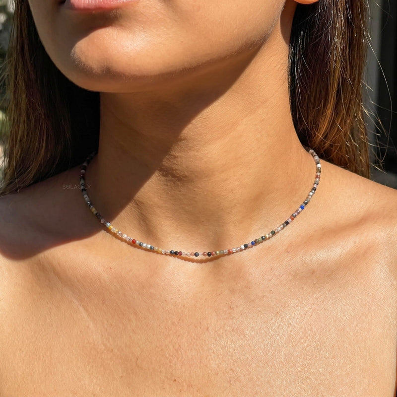 Multi tourmaline beaded necklace