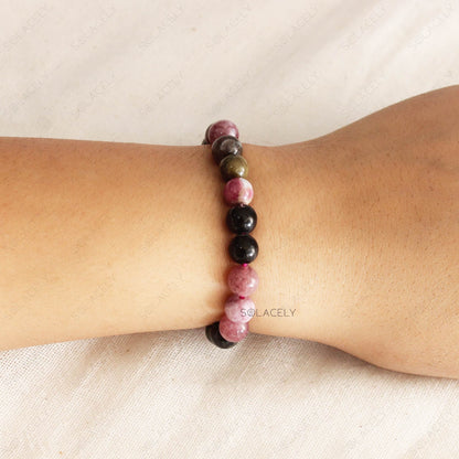 multi tourmaline crystal bracelet 8mm beads