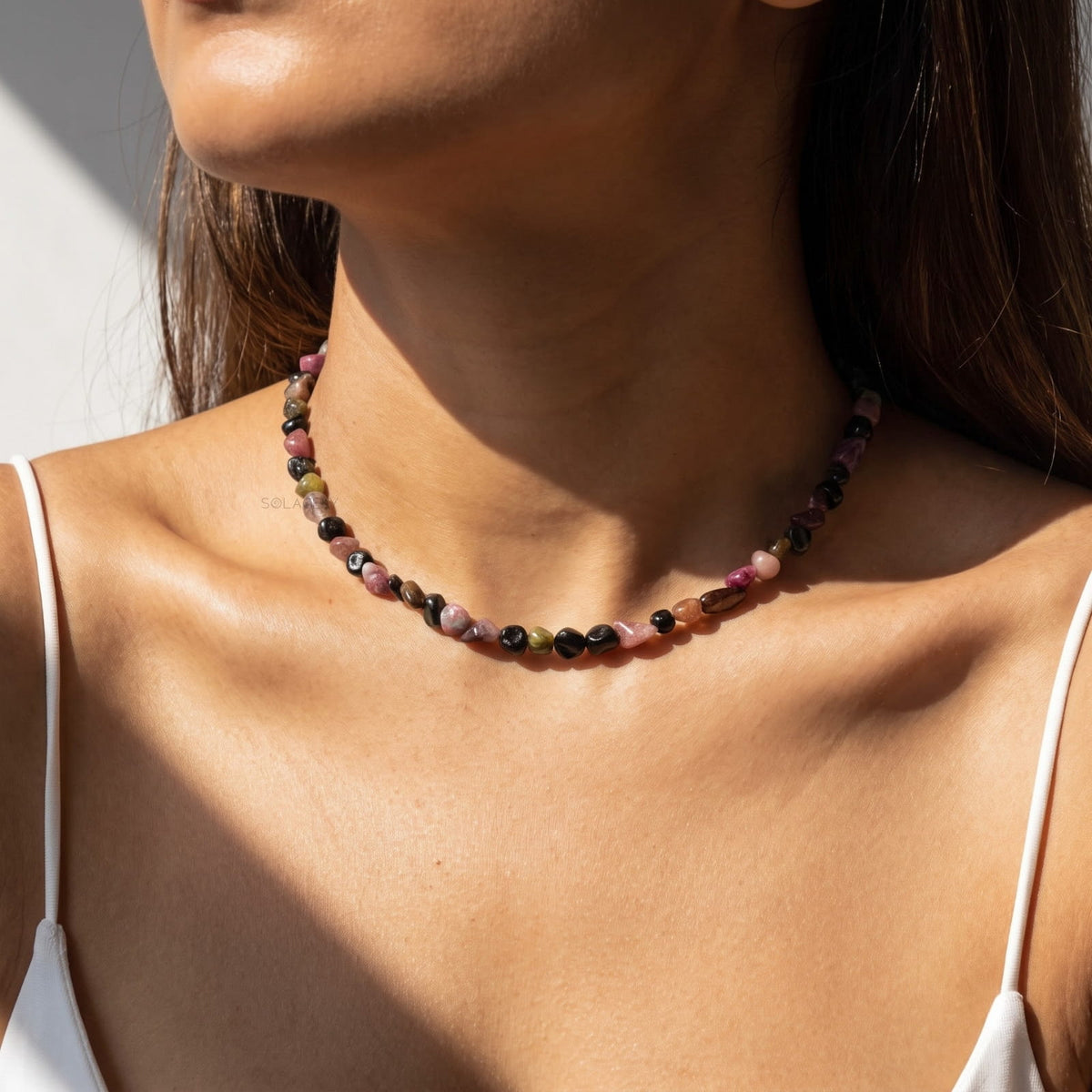 Multi tourmaline tumble necklace
