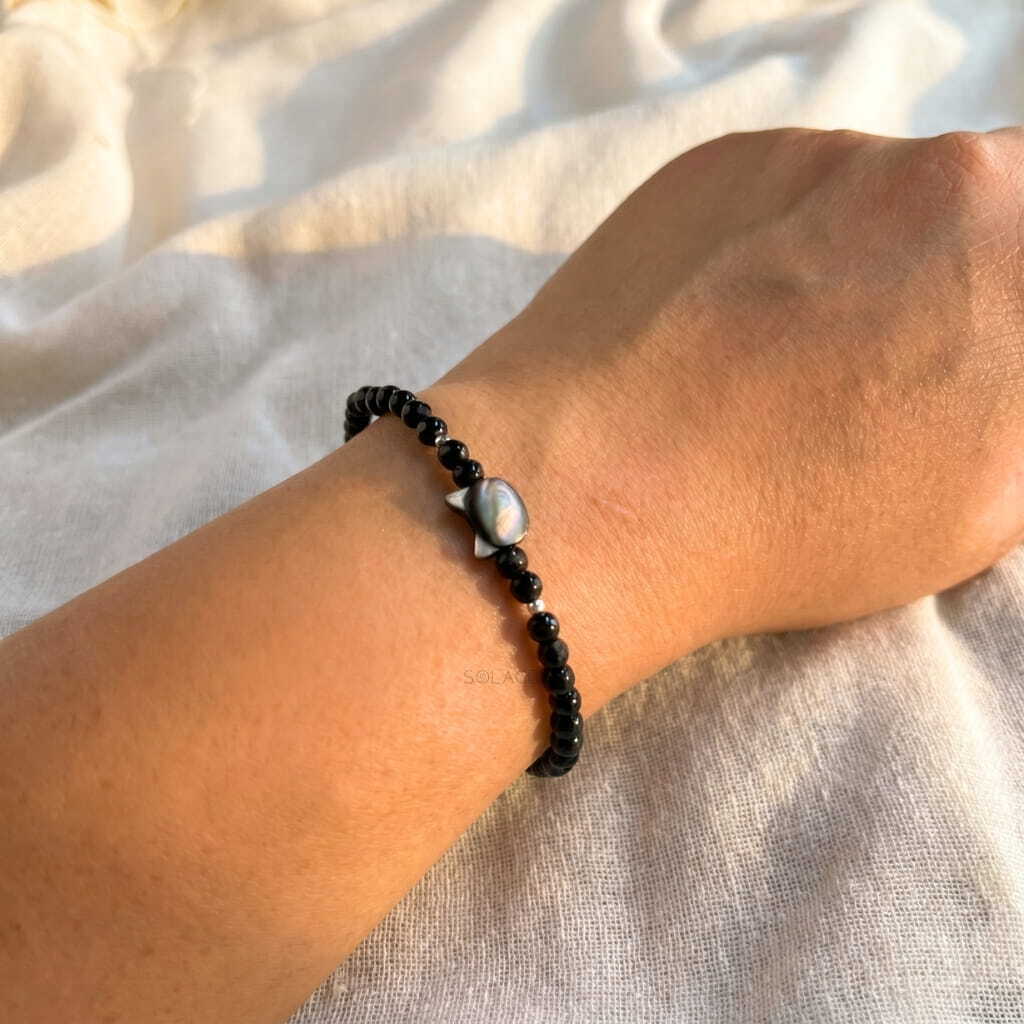 mystic cat bracelet with black tourmaline 4mm bead