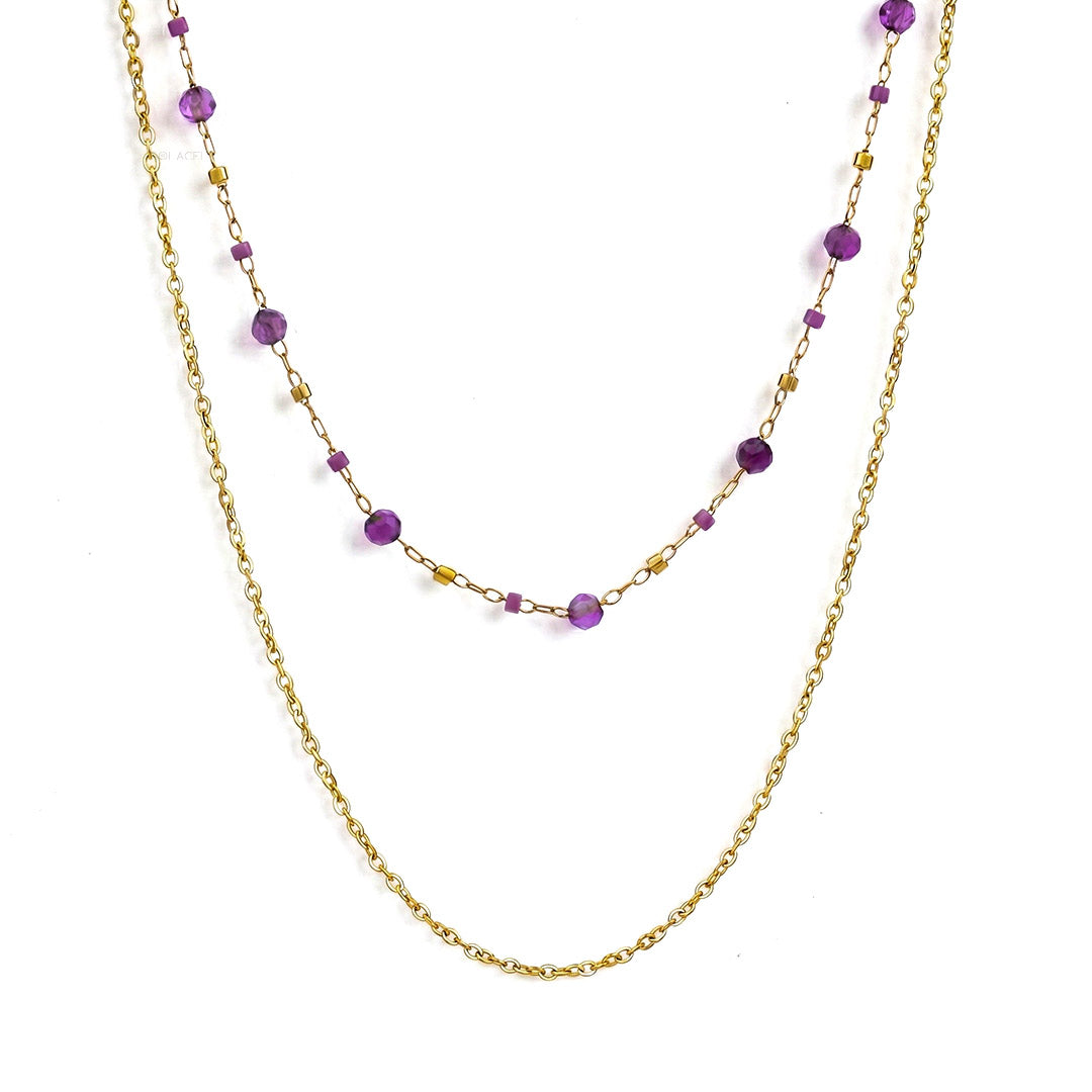 Mystic glow amethyst layered necklace