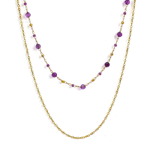 Mystic glow amethyst layered necklace