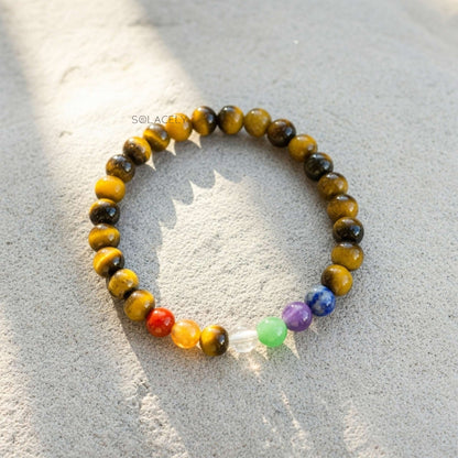 Natural 8mm tigers eye chakra bracelet