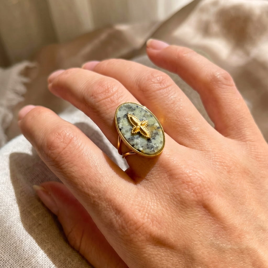 Natural african turquoise signet ring