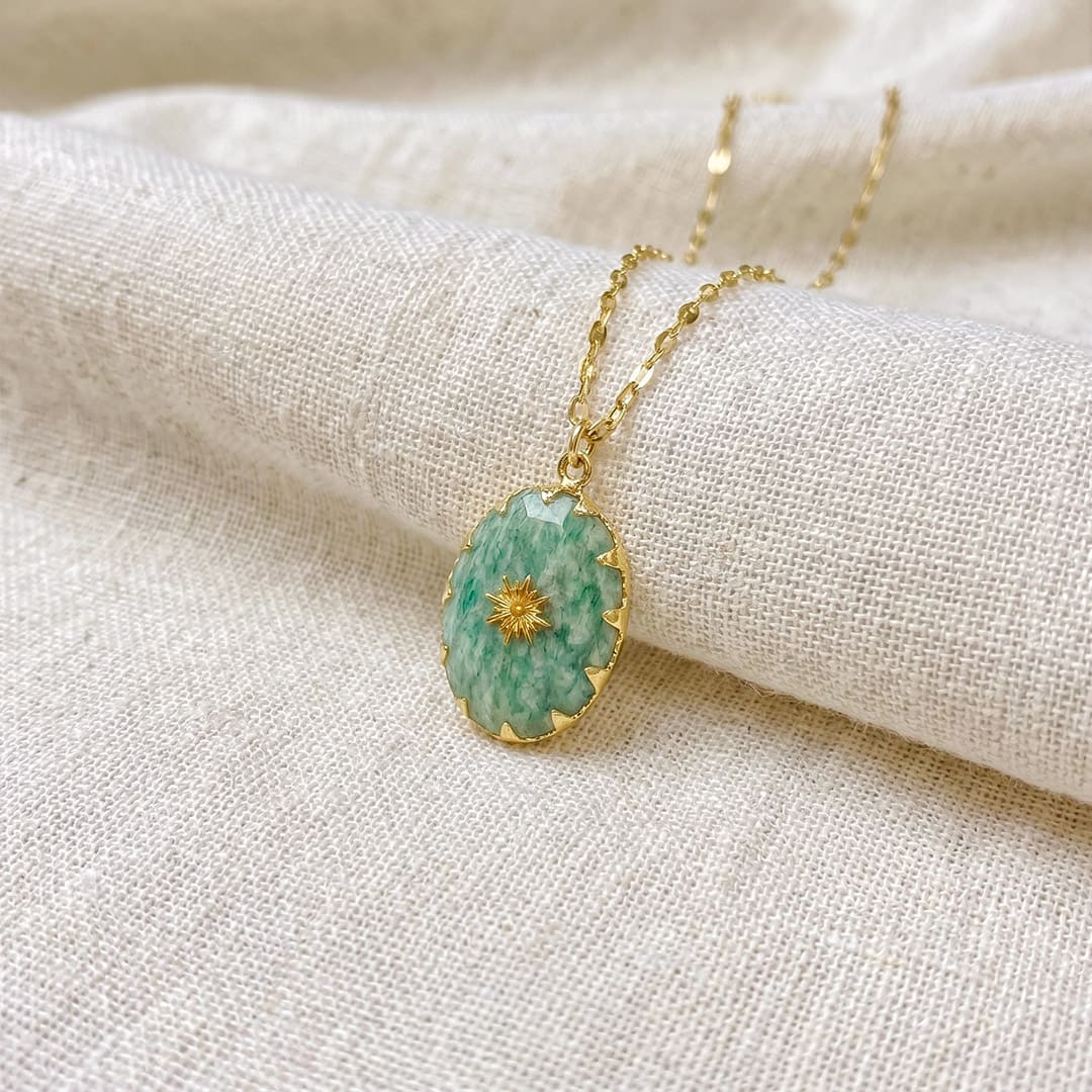 Natural amazonite crystal necklace