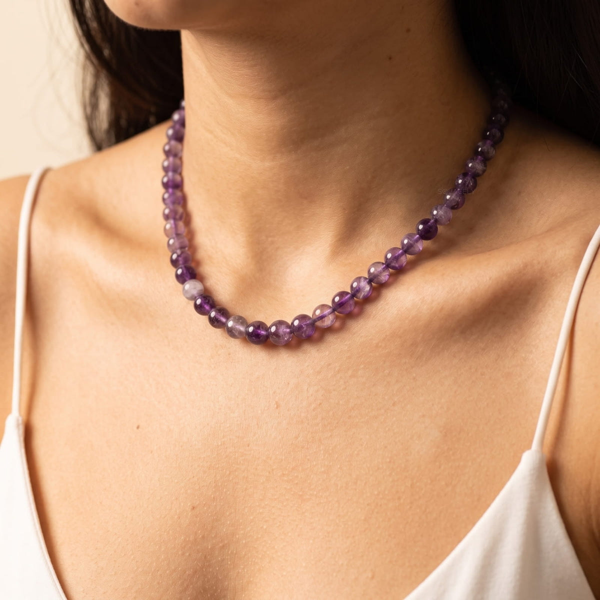 Natural amethyst bead necklace