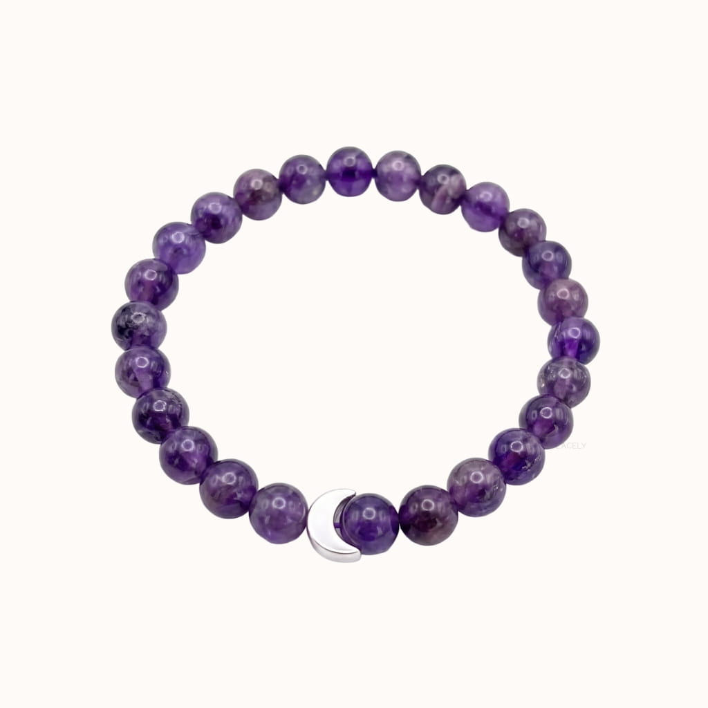 Natural amethyst crescent bracelet