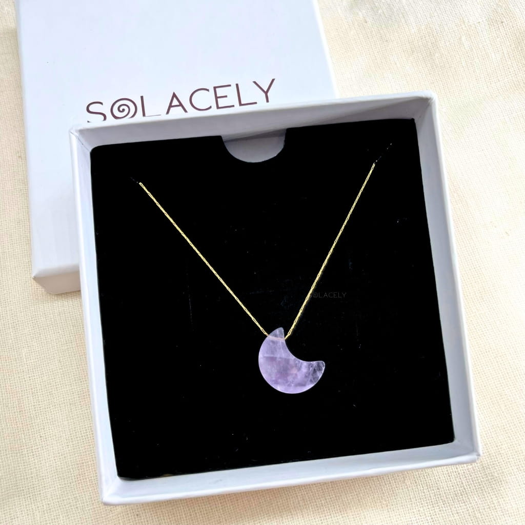 Natural amethyst crescent necklace