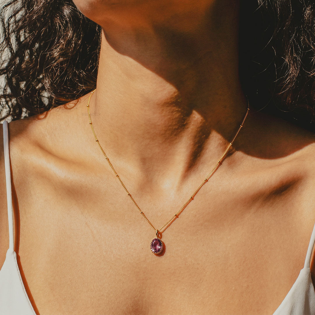 Natural amethyst crystal necklace