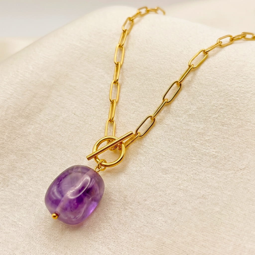 Natural amethyst crystal necklace