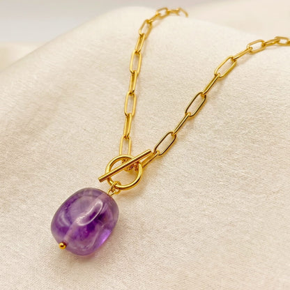 Natural amethyst crystal necklace