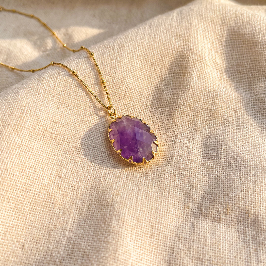 Natural amethyst gemstone necklace