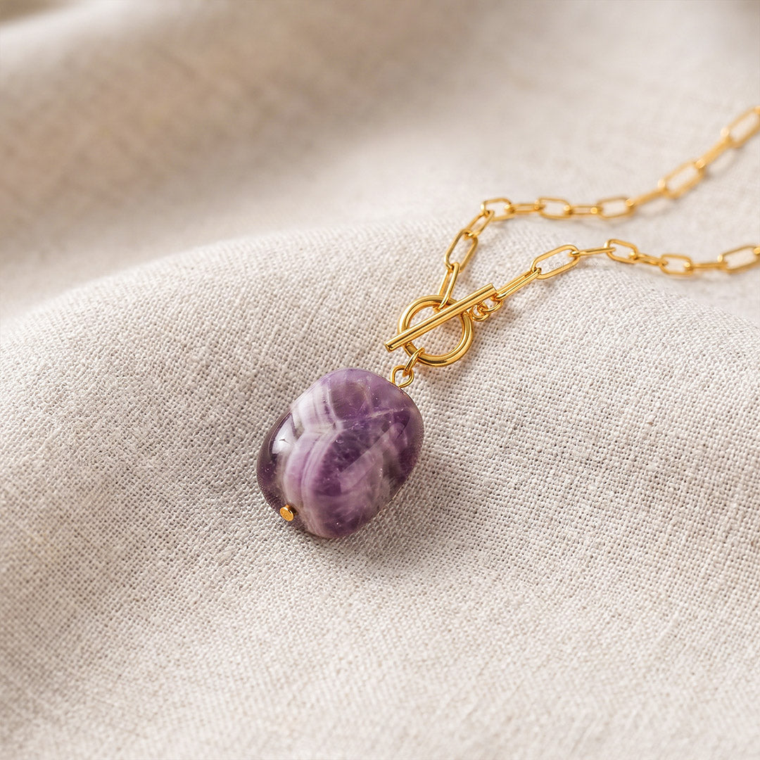 Natural amethyst tumble pendant necklace