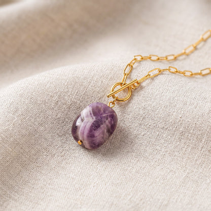 Natural amethyst tumble pendant necklace