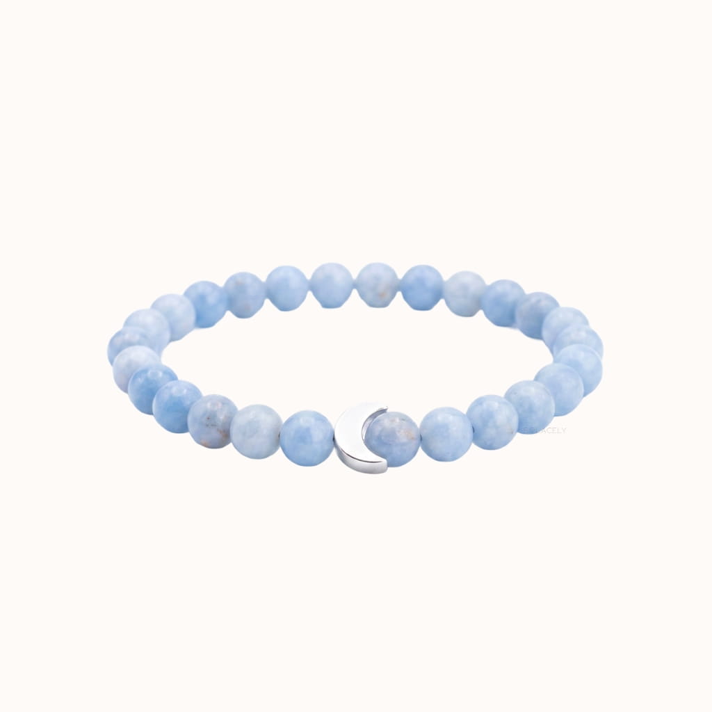 Natural angelite crescent bracelet