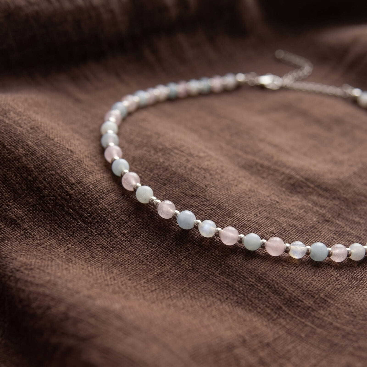 Natural Angelite Rose Quartz Moonstone necklace