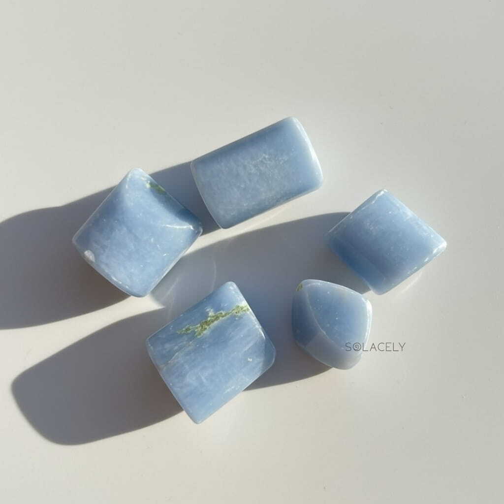 Natural angelite tumble stone
