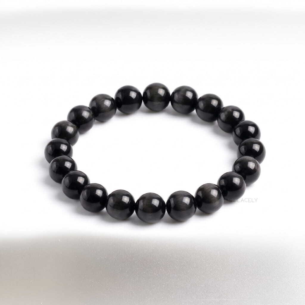 Natural black obsidian bracelet