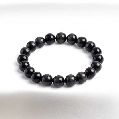 Natural black obsidian bracelet