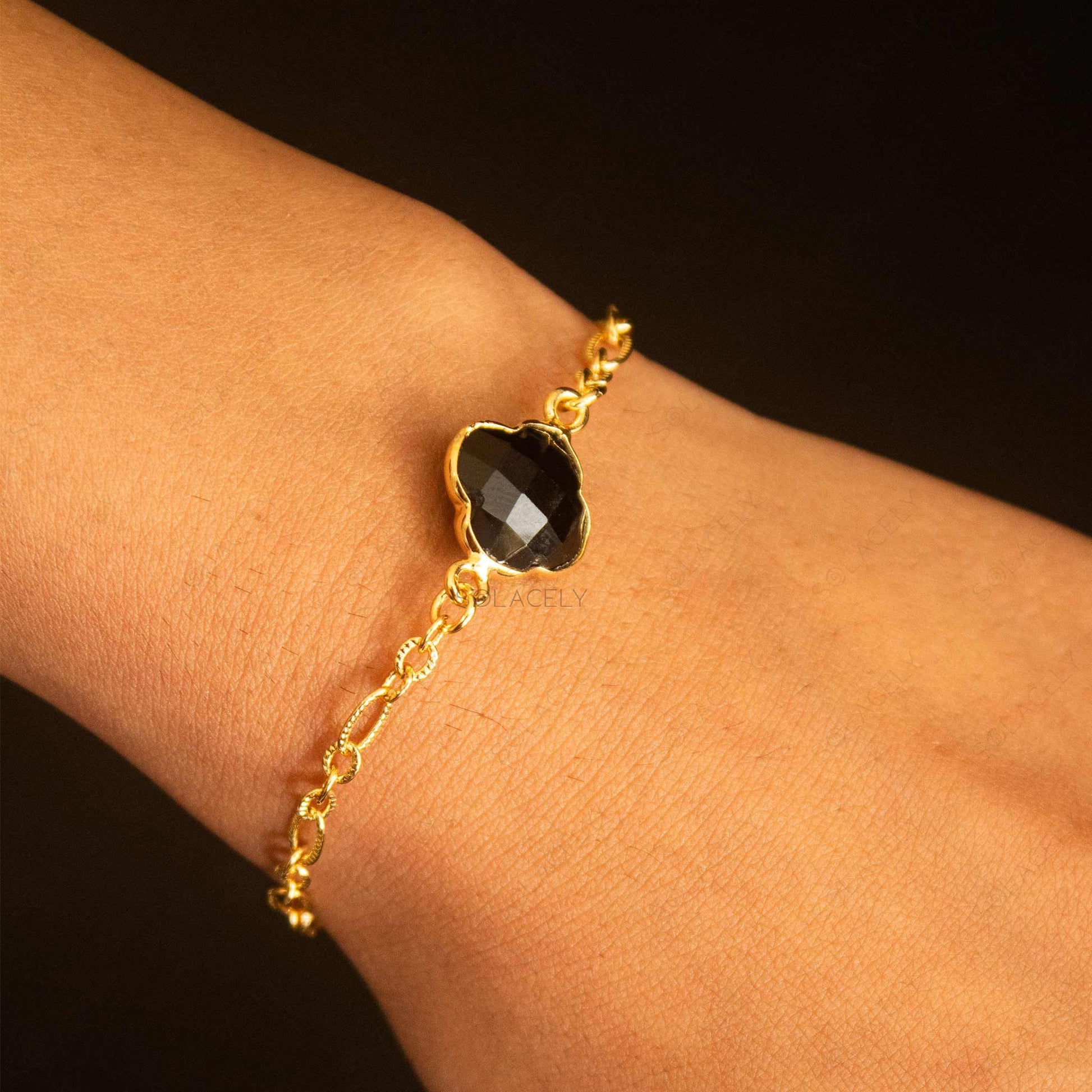 natural black onyx gold plated bracelet