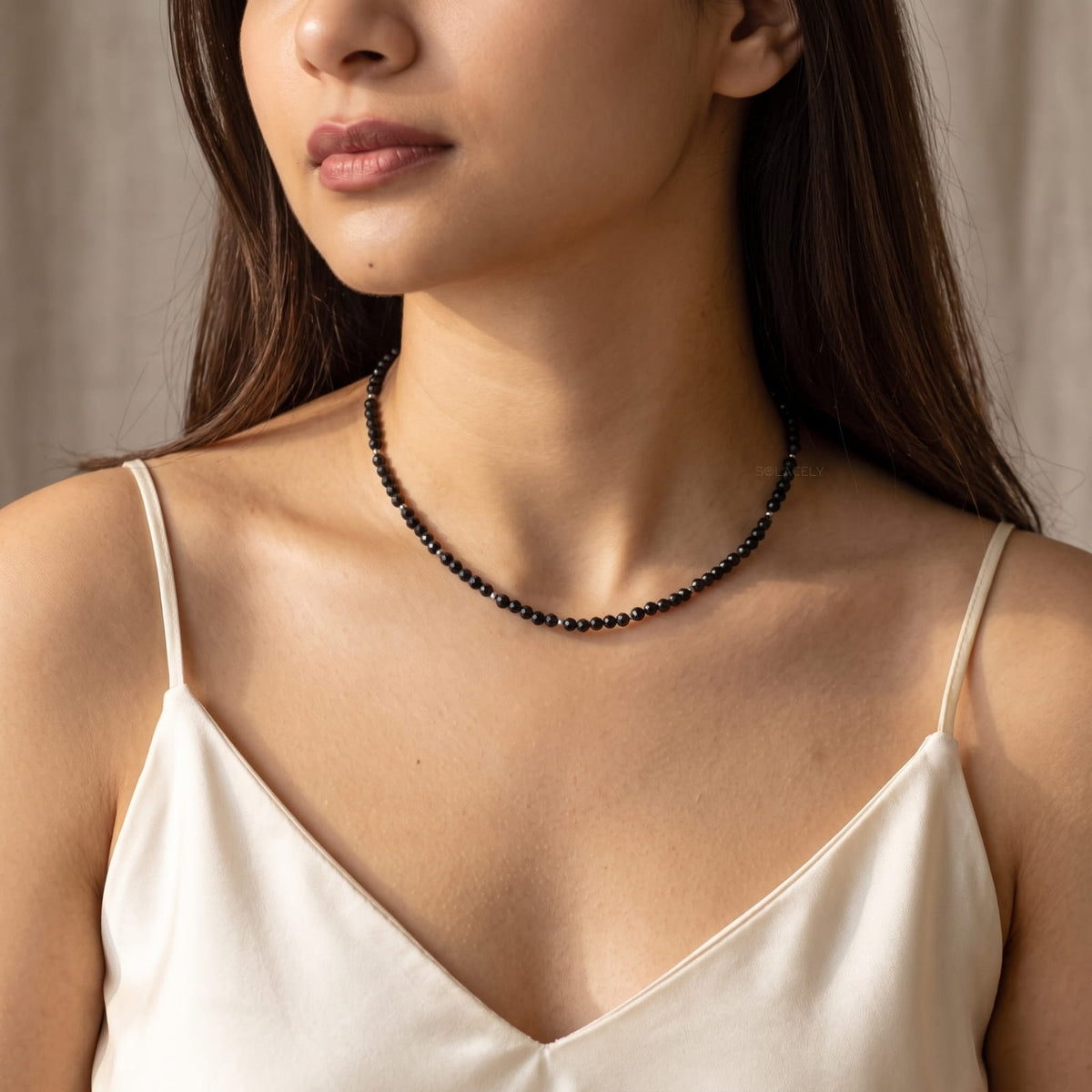 Black Tourmaline Beaded Necklace