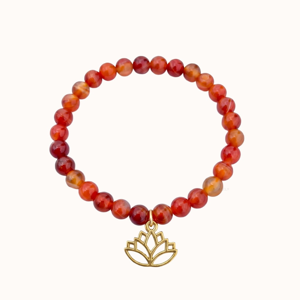 Natural carnelian lotus bracelet