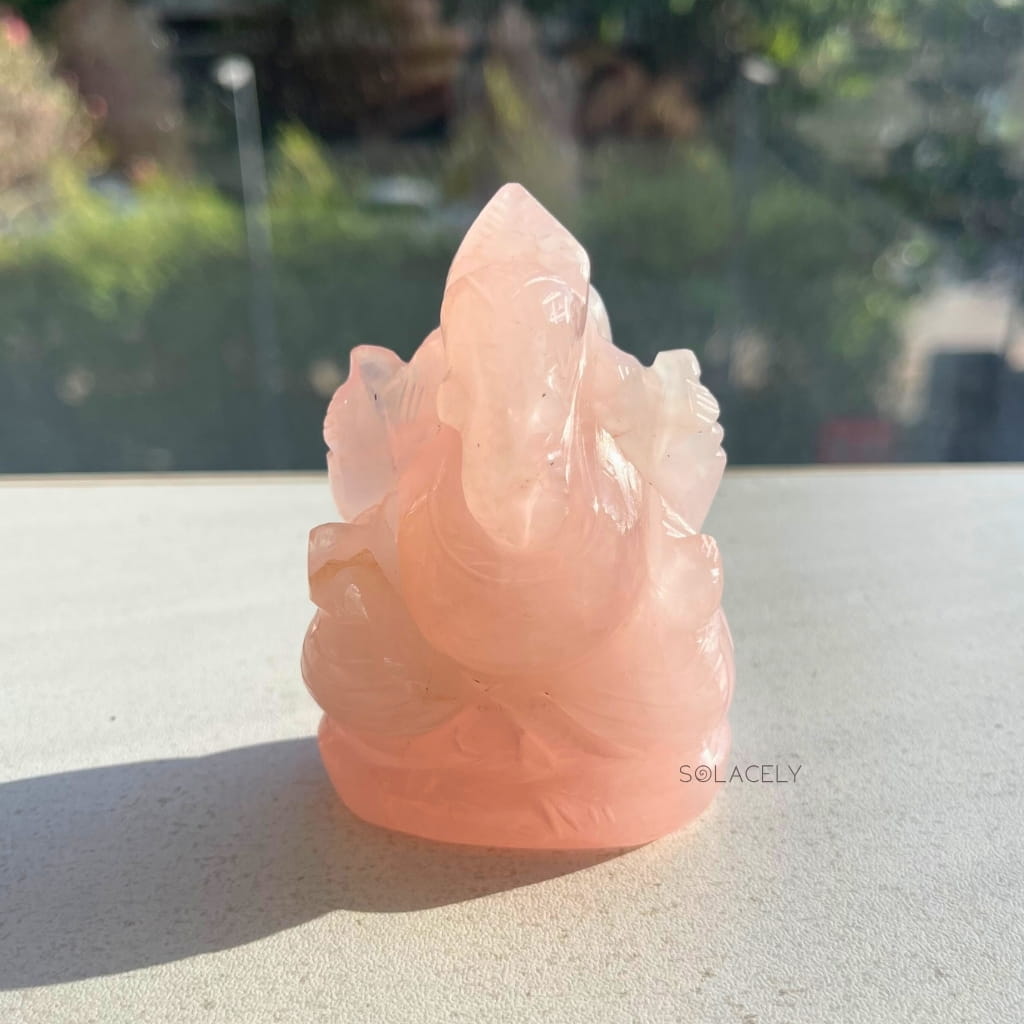 Natural crystal ganesha rose quartz