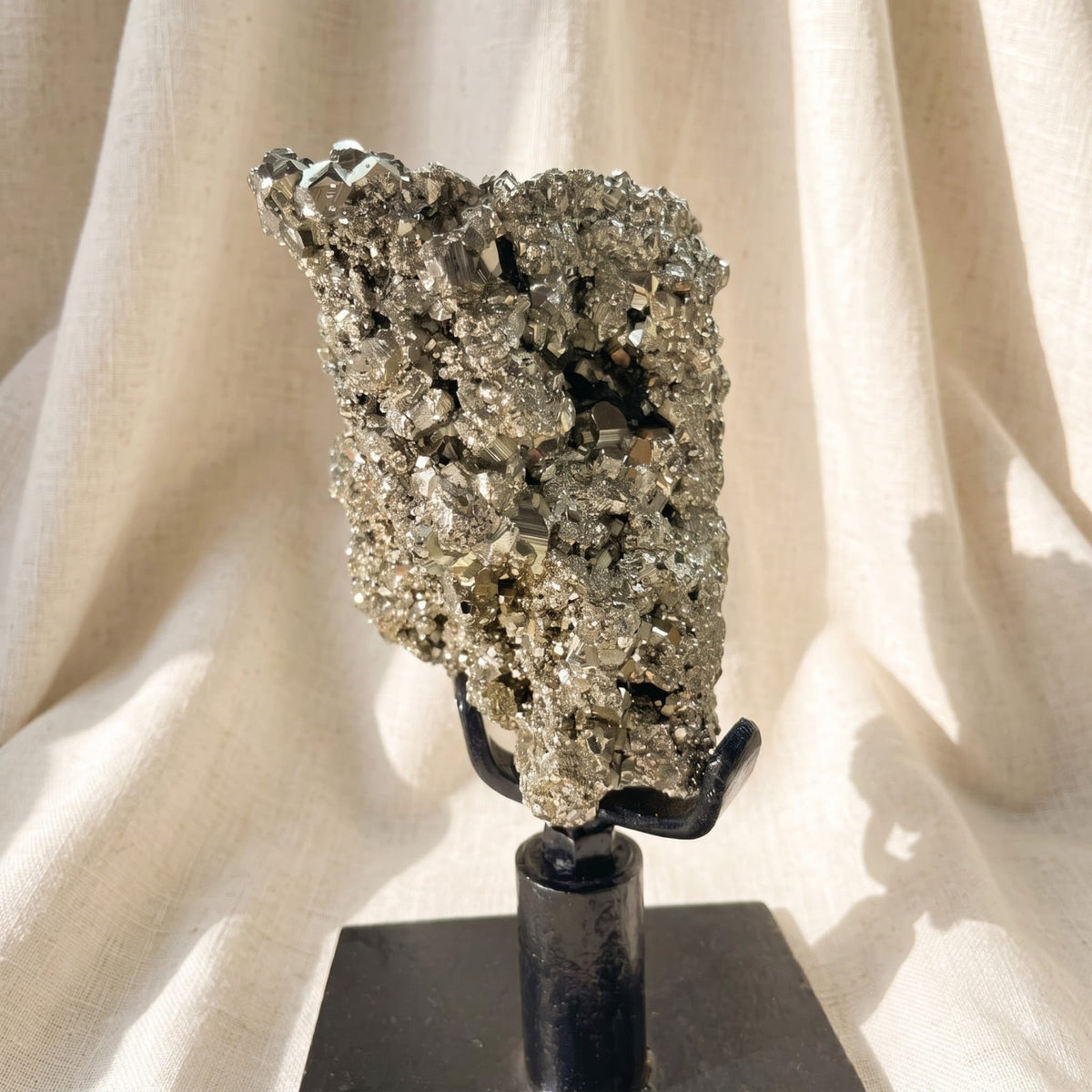 Natural Golden Pyrite Crystal Formation