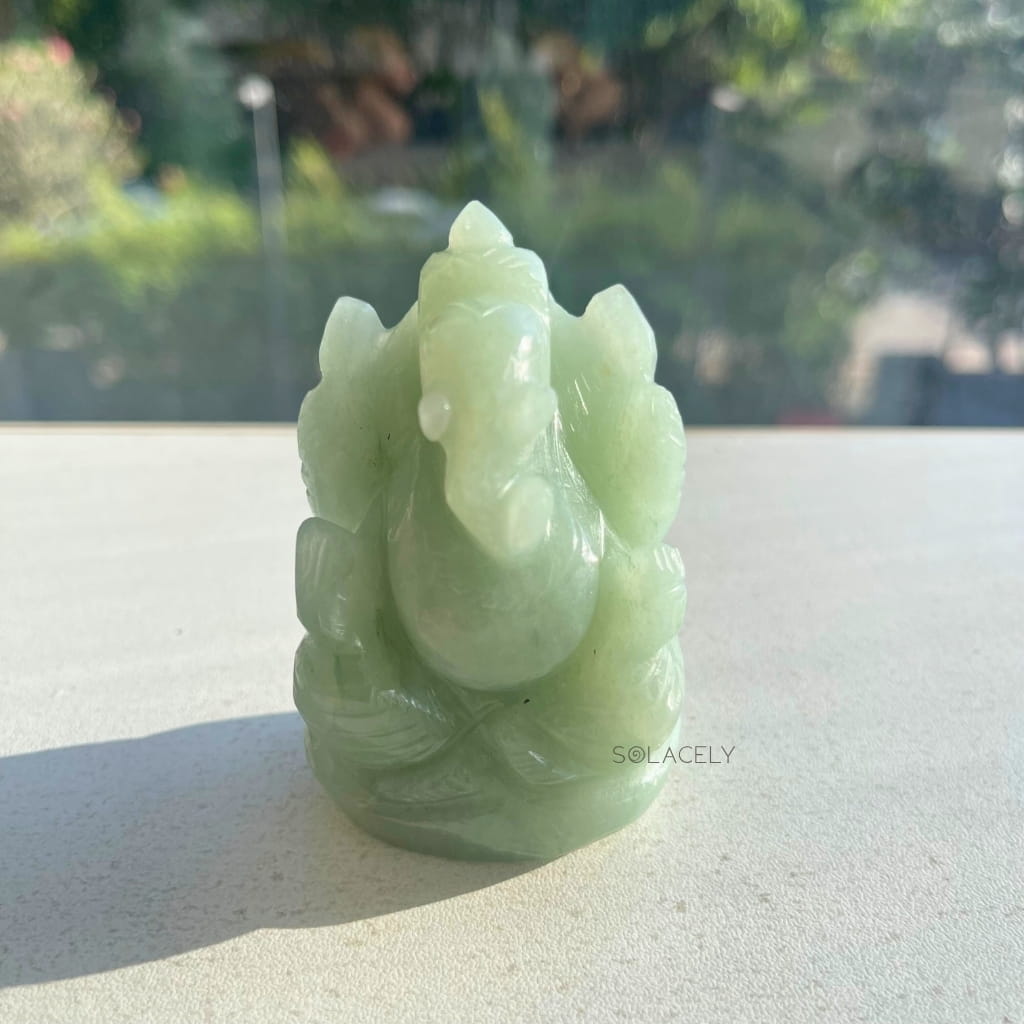 Natural green aventurine ganesha idol