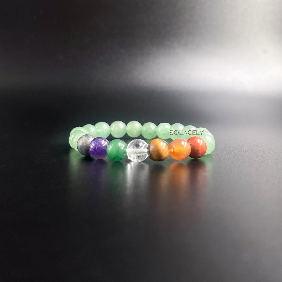 Natural green aventurine seven chakra bracelet
