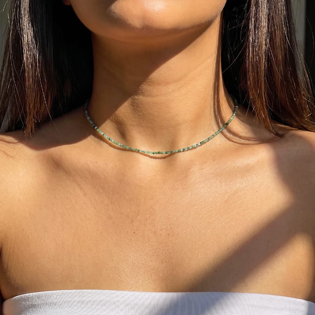 Natural green emerald necklace