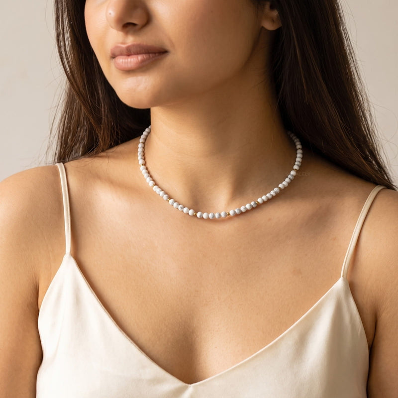 Natural howlite bead necklace