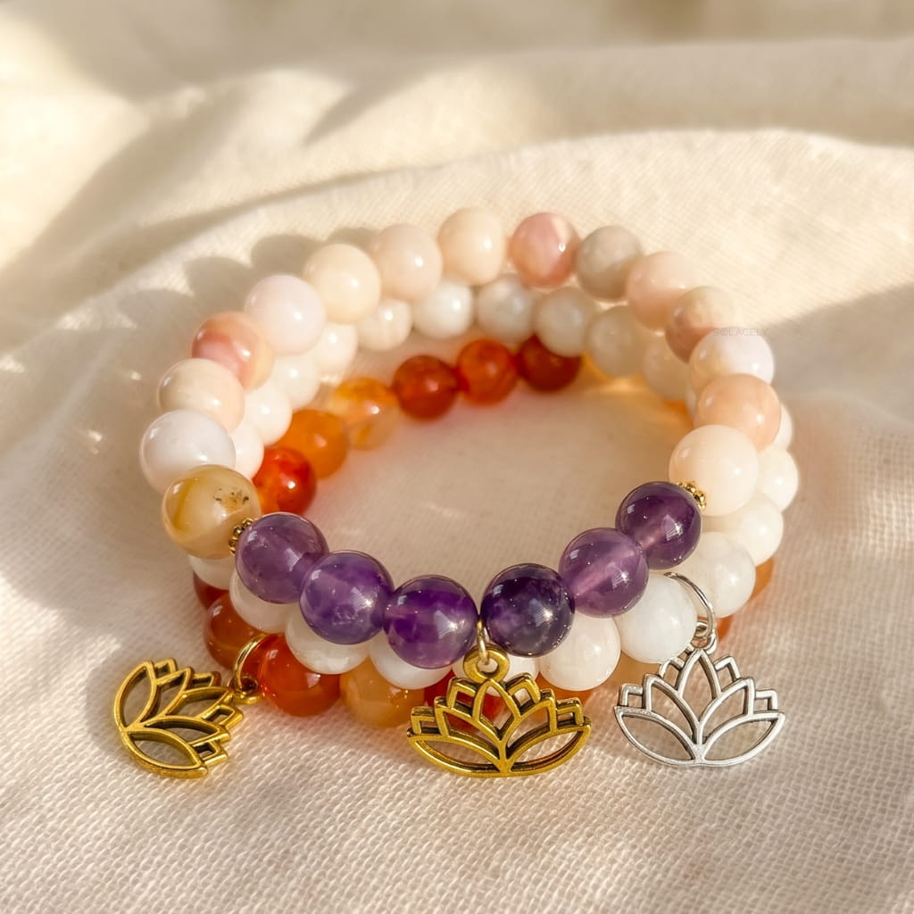 Natural lotus charm bracelet