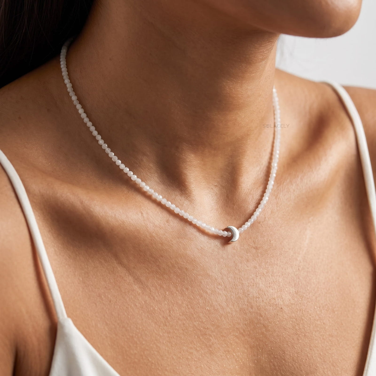 Natural moonstone bead necklace