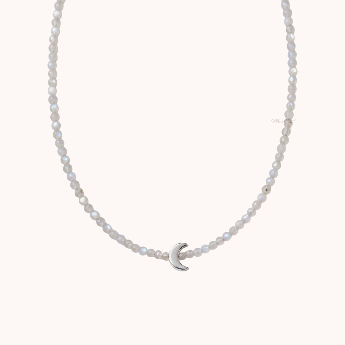 Natural moonstone crescent necklace
