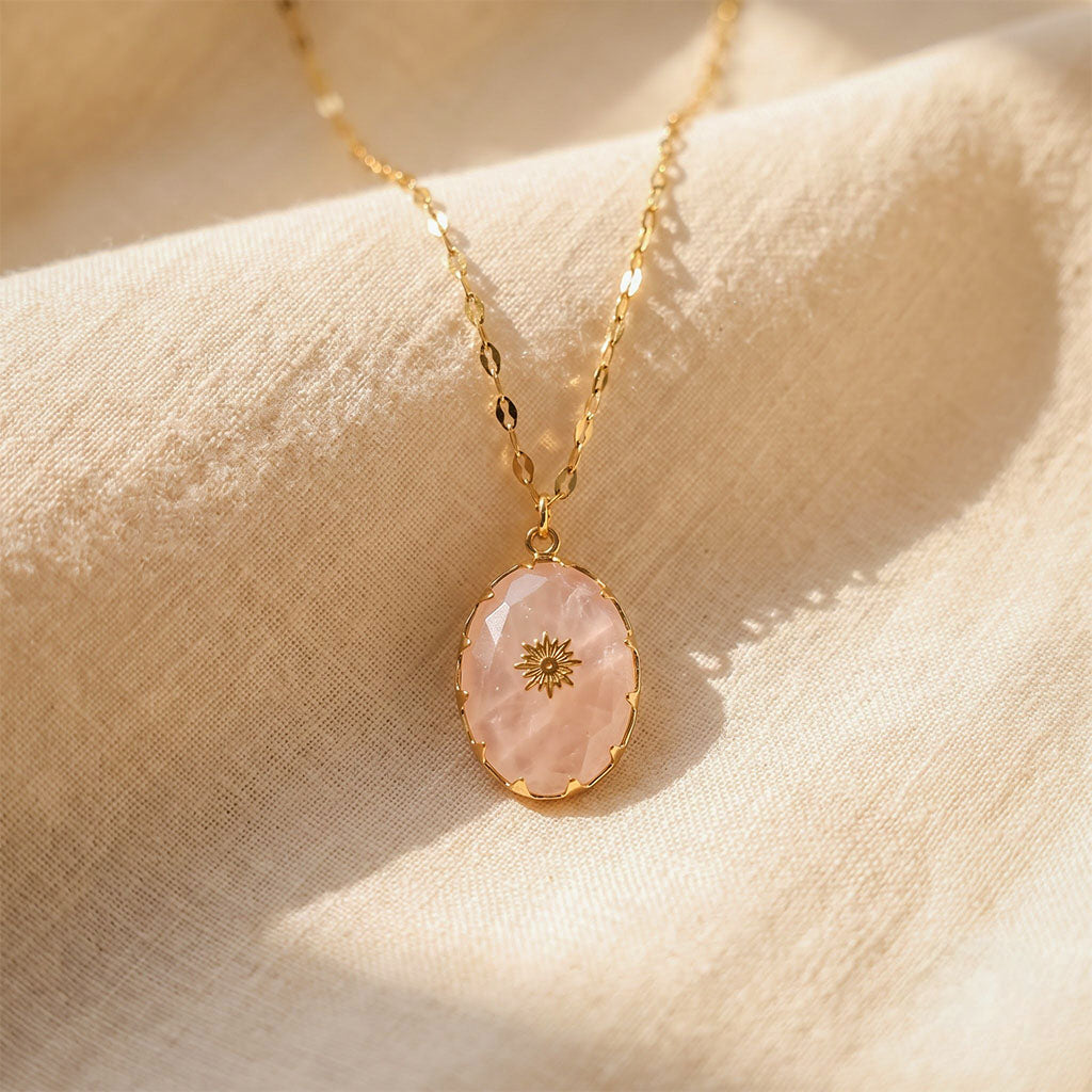 Natural North Star Rose Quartz Necklace