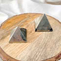 Natural pyrite crystal pyramid
