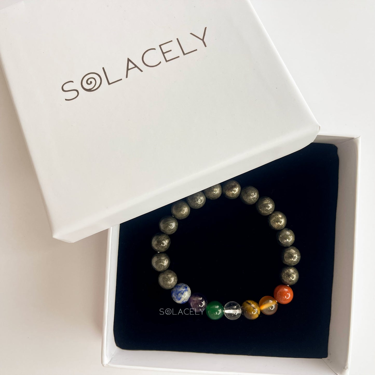 Natural pyrite seven chakra crystal bracelet