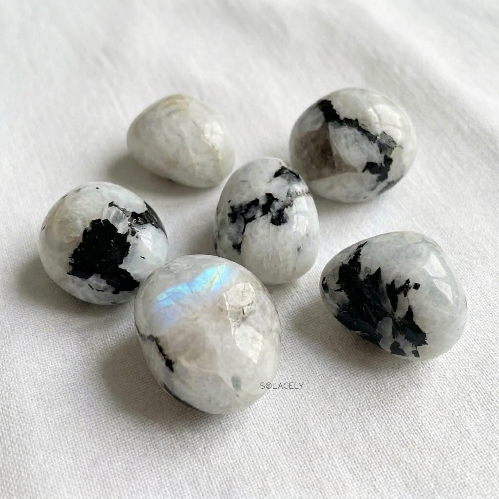 Natural rainbow moonstone tumbles