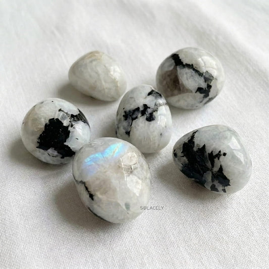 Natural rainbow moonstone tumbles