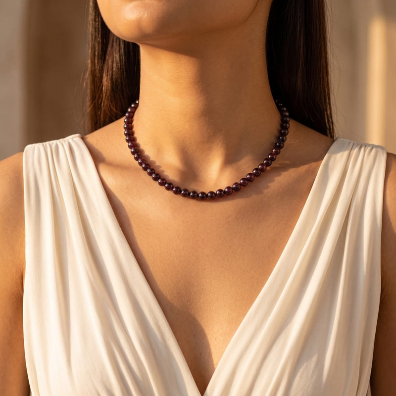 Natural red garnet necklace