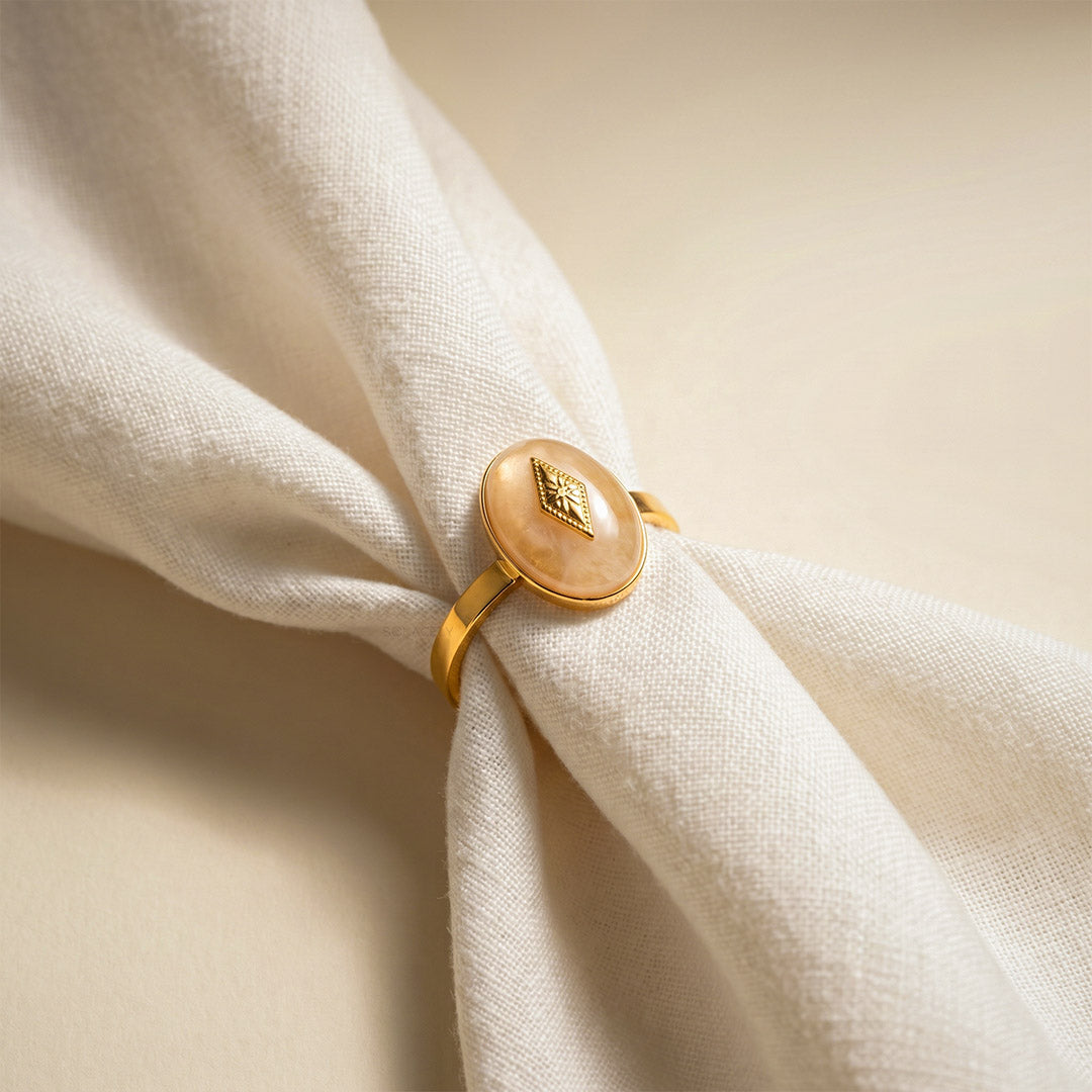Natural rhodochrosite signet ring
