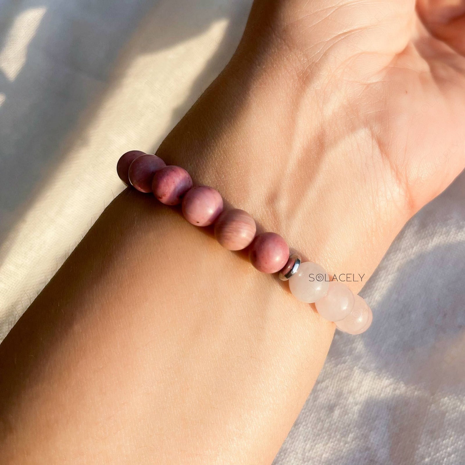 Natural rose quartz rhodochrosite bracelet
