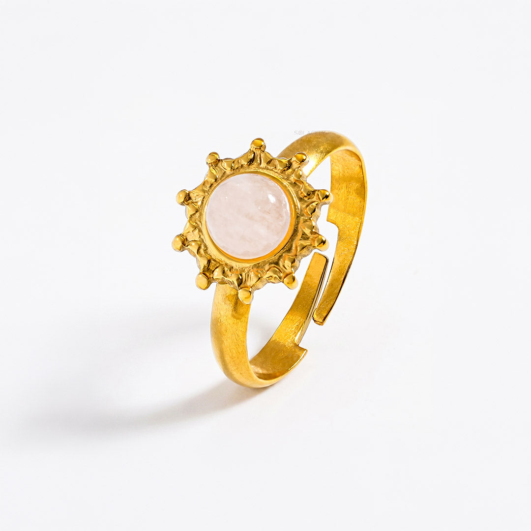 Natural rose quartz ring