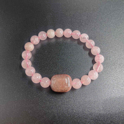 Natural rose quartz strawberry quartz bracelet