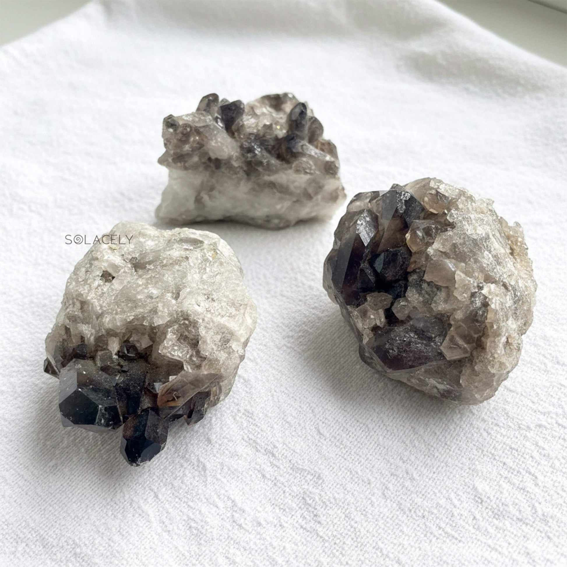 Natural smoky quartz cluster